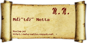 Máté Netta névjegykártya